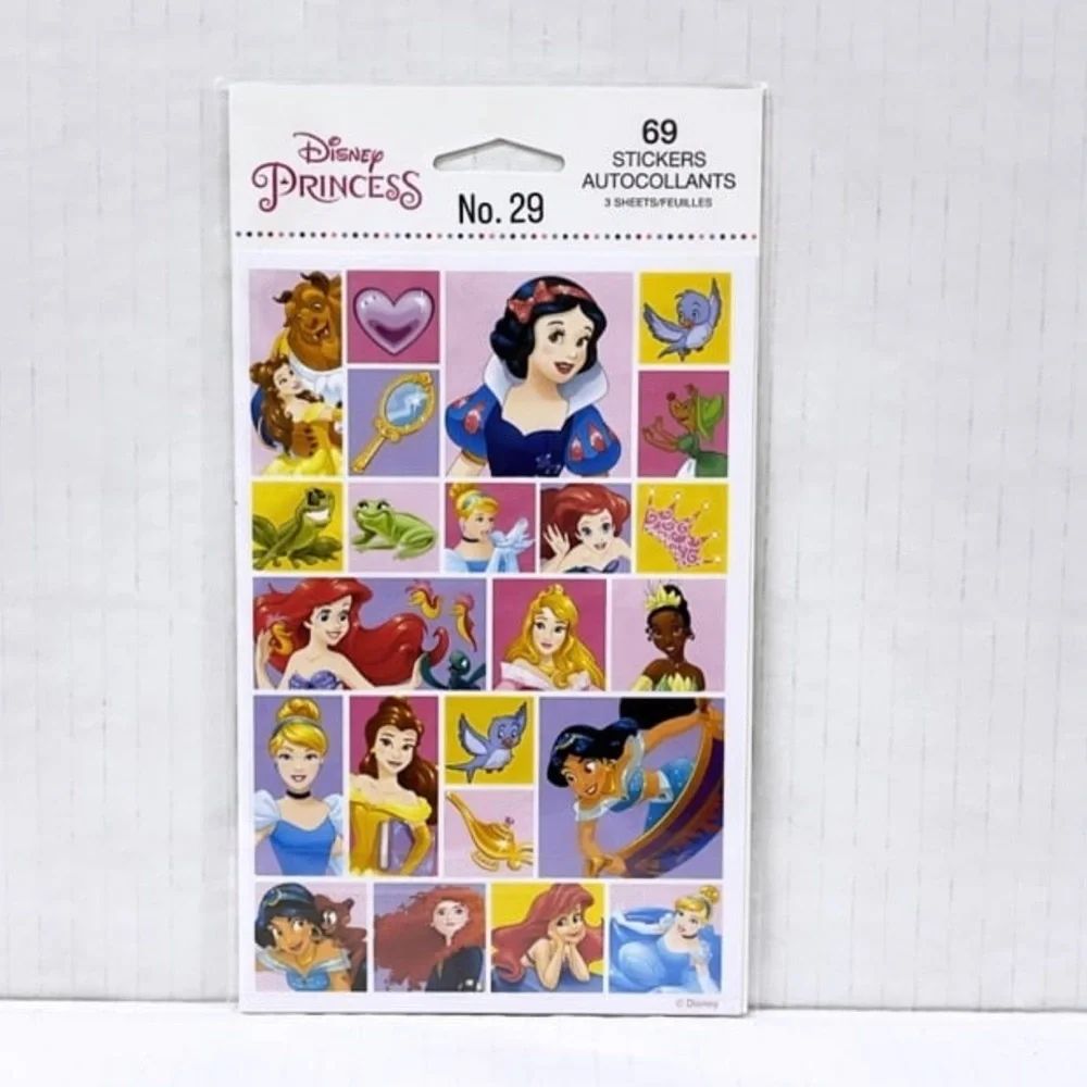 Disney Princess Stickers / 3 Sticker Sheets - 69 Pcs